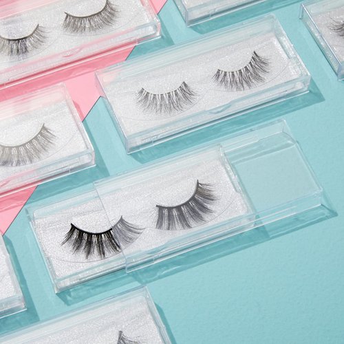 30-Pack Transparent Empty Eyelash Boxes for False Eyelashes, Lash Cases Empty Bulk Wholesale with Glitter Paper Card for Makeup Artists, Women (4.4 x 2 Inches, 0.55" Width)