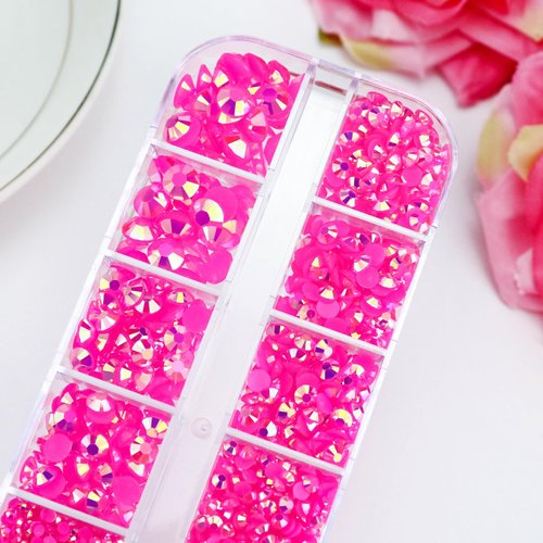 Towenm B7000 Clear Glue with 4000PCS Hot Pink AB Rhinestones for Crafts Clothing Fabric Shoes, Glue Fix Flatback Gems for Nails Face Jewelry, Mixed 5 Sizes 2mm 3mm 4mm 5mm 6mm Diamond Bejeweled Kit