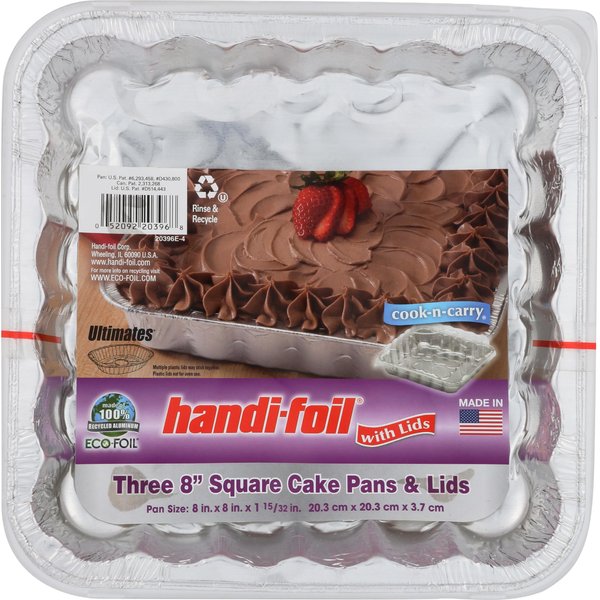 HANDI FOIL Cook n Carry Square Cake Pan with Lid, 3 CT