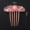 Chargances Bridal Flower Floral Hair Comb Wedding Pink Crystal Rhinestones Women Hair Side Comb Boho Pearl Hair Accessories Headpiece for Women and Girls (Pink)