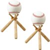 TIHOOD 2PCS Wooden Baseball Display Stand Holder -Consists of 3 Mini Baseball Bat