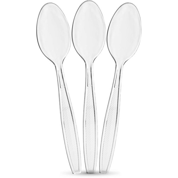 PLASTICPRO Clear Plastic Tea Spoons Disposable Cutlery Medium Weight Utensils 50 Count