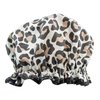 The Vintage Cosmetic Company | Shower Cap | Double Layer - Polyester Satin Top, Waterproof PEVA Lining | Use w/Conditioning Treatments & Applying Make-up | One Size Fits All | Leopard Print