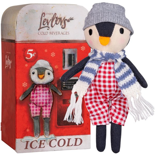 LEVLOVS Christmas Penguin Mouse in a Matchbox Danish Design Toy Baby Registry Gift Penguin Boy Linen Toy Plush Toy