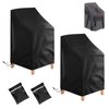 Uranshin Stacking Outdoor Chair Covers Waterproof, Outdoor Patio Chair Covers Stackable Chair Cover, Lawn Lounge Chair Covers for All Weather Protection,Black, 25" L x 25" W x 47”H (2PCS)