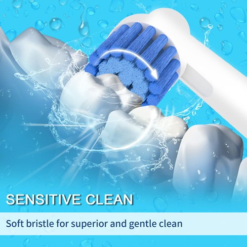 8 Pack Sensitive Gum Care Replacement Brush Heads Compatible with Oral b Braun Electric Toothbrush. Soft Bristle for Superior and Gentle Clean.
