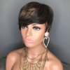 HOTKIS Pixie Wigs for Blakc Women Short Human Hair Wigs Short Brown Pixie Cut Wig Human Hair Short Wigs Human Hair with Bangs Straight Pixie Wig Highlight 1B/30#