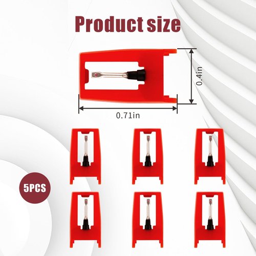 Fyjbnh 6Pack Diamond Stylus Record Player Needles Universal Replacement for Turntables Needle for Vinyl Record Player LP Phonograph Compatible with ION,Jensen,Crosley,Victrola,Sylvania and More(Red)