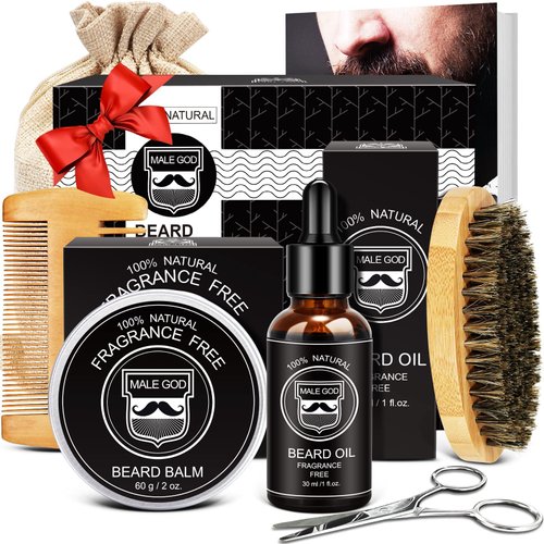 Gifts for Men, Beard Kit w/Handmade Beard Oil &Blam, Handmade Beard Brush &Comb, Anniversary &Birthday Gifts, Unique Gifts for Him Husband Boyfriend, Beard Care Kit for Daddy, Gifts for Men Dad