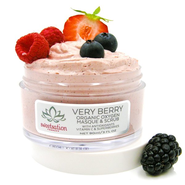 Sweetsation Therapy/Yunasence, Very Berry Oxygen Exfoliating Mask & Scrub w/Vitamin C, Enzymes & Superberries. Rejuvenating, Hydrating, Purifying.