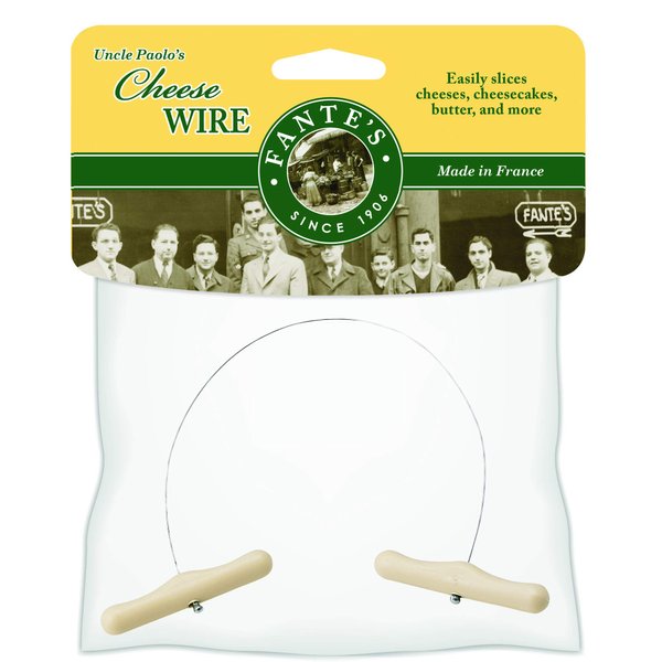 Fantes Cheese Wire Cheese Slicer, Stainless Steel, 12-Inches Long, The Italian Market Original since 1906