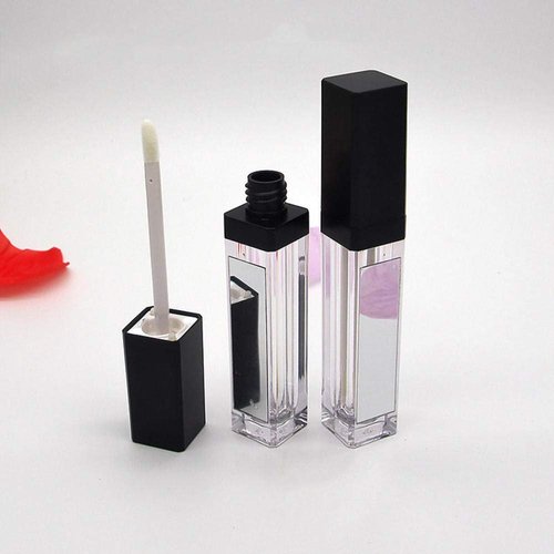 Healthcom 5 Pcs 7.5ml LED Light Lip Glaze Tubes with Mirrors Refillable Lip Gloss Bottles DIY Lip Balm Lipstick Tube Makeup Cosmetic Container for Woman Girl(Black)