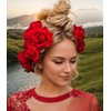 opdypcs 4 Pieces Rose Flower Hair Clips Fabric Hairpin Rose Brooch Pins Flower Floral Clips Mexican Hair Flowers Headpieces for Women Girl Bridal Halloween Mother's Day (Red + Dark Red)