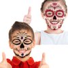 Halloween Temporary Face Tattoos (8Pack), Konsait Day of the Dead Sugar Skull Floral Black Skeleton Web Red Roses Full Face Mask Tattoo for Women Men Adult Kids Boys Halloween Party Favor Supplies