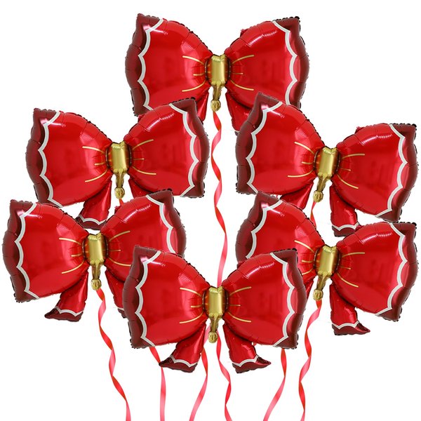 PANRRPERS Bow Balloons for Girls Bowtie Helium Balloons Red Bows Gender Reveal Decorations for Birthday Party Wedding Baby Shower Kids Party Decoration (6 Pcs Red Bow)