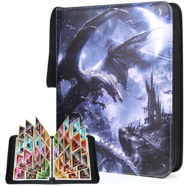 JoyHood Trading Cards Binder Holds 900 Cards, TCG Card Collection Binder 9 Pocket Holder for YGO MTG Hockey Baseball Sports Soccer Cards, Gifts for Boy & Girl