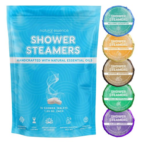 Natural Essence Shower Steamers Variety of Scents 15 packs - Shower Bombs with Aromatherapy and Long-Lasting Wellness Effect - Valentines Day Gifts for Him and Her by Trade Sailor