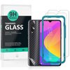 Ibywind Screen Protector For Xiaomi Mi 9 Lite/CC9,with 2Pcs Tempered Glass,1Pc Camera Lens Protector,1Pc Backing Carbon Fiber Film [Fingerprint Reader,Easy to install]