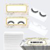 Empty Lash Boxes for Wholesale- NEW- 100 Pcs - 50 Trays/50 Empty Eyelashes Box Packaging- Soft Paper Lash Box Holographic Design for 25MM 3D Mink Strip Lashes (Venetian Marble/Gold)