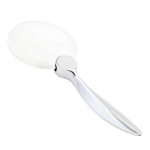 WITHit Office Rimless Magnifier, 3” D, Chrome – Desktop Magnifying Glass for Reading, 2.5X Magnifier with 5X Bubble, Alloy Zinc Handle with Chrome Finish
