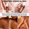 UCANBE Body Shimmer Oil 100ml, Moisturizing Body Glow Glitter Oil, Waterproof Shimmering Body Luminizer Liquid Illuminator Highlighter, Tinted Shimmer Body Lotion Glowing Bronzer Makeup(Golden Brown)