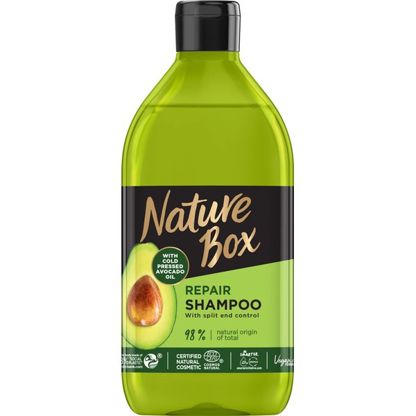 NATURE BOX shampoo with cold pressed avocado oil for deep hair repair and split end control, 385ml, NO SILICONS, NO SULFATES, NO PARABENS