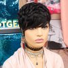 Tgezer Short Wigs for Black Women Human Hair Pixie Cut Wig Human Hair Short Black Layered Wavy Wigs with Bangs Non Lace Front Wig Brazilian Guleless Full Machine Made Color 1B#