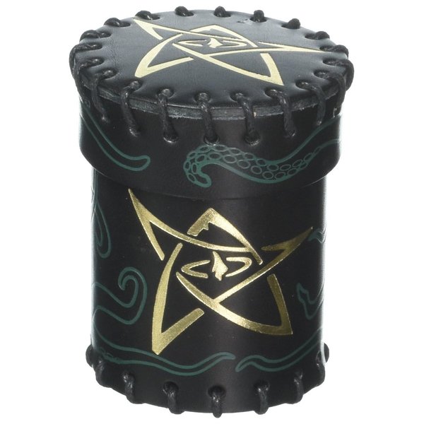 Q-Workshop Call of Cthulhu Black & Green-Golden Leather Dice Cup