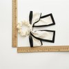 2 Pcs Black White Hair Scarf with Ribbon Bow for Women Girls, Bow Scrunchies for Hair, Ribbon Hair Ties with Bow, Chiffon Hair Ribbon Short Hair Bands Ties Ponytail Holder (White)