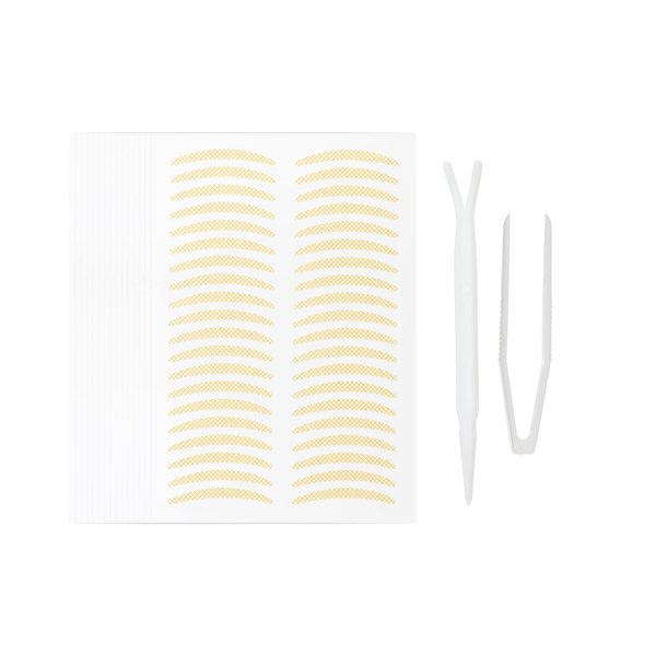VOCOSTE Double Eyelid Stickers, 600 Pcs Invisible Eyelid Tape, Eye Lift Tape with a Fork, Tweezers, Suitable for Single Eyelid, Asymmetrical Eye, Droopy Eye,Beige