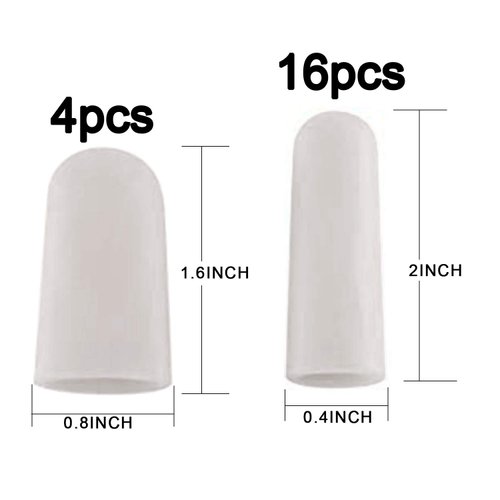 ANCIRS Gel Finger Support Protector Gloves, Gel Finger Cots/Covers - Different Sizes Silicone Fingertips for Hands Cracking, Eczema Skin (20pcs White)