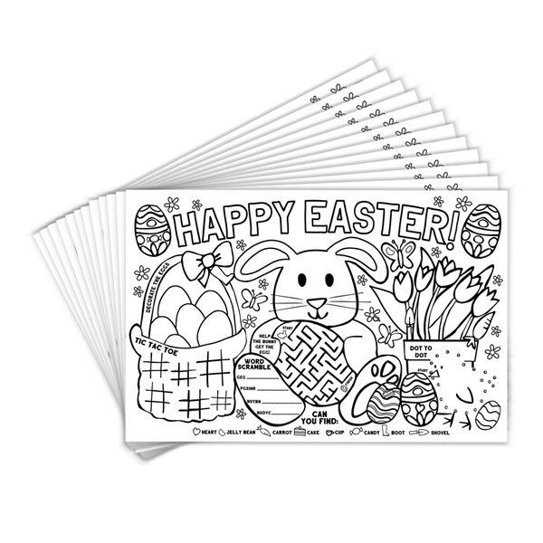 Tiny Expressions – Easter Placemats for Kids (Pack of 12 Easter Placemats) | Bunny Coloring Activity Place Mats for Kids Table | Disposable Bulk Bundle Set (12 Paper Placemats)…