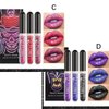 AKARY 3Pcs Matte Liquid Lipstick Set, Glitter Diamond Shining Lip Gloss Gothic Makeup Set 24 Hour Long Lasting Waterproof, Halloween Makeup Lipsticks Gift Kit for Women Girls Party, Cosplay Makeup (Set D)