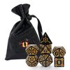 cusdie 7 Pcs 25mm Giant DND Dice with Dragon Eye Dice Bag, Polyhedral Dice Set, D&D Dice for Dungeons and Dragons Pathfinder RPG MTG(Black)