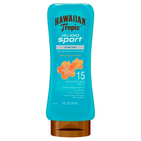 Hawaiian Tropic Sunscreen Island Sport Broad Spectrum Sun Care Sunscreen Lotion - SPF 15, 8 Ounce