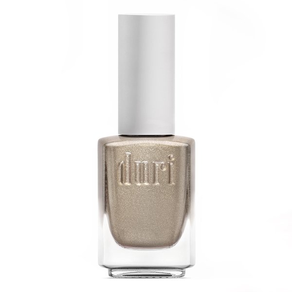 duri 200 Pure Ice Nail Polish, White with Gold Metallic Shimmer Fine Glitter, Fast Drying, Semi Sheer, Lasting, 0.45 Fl Oz