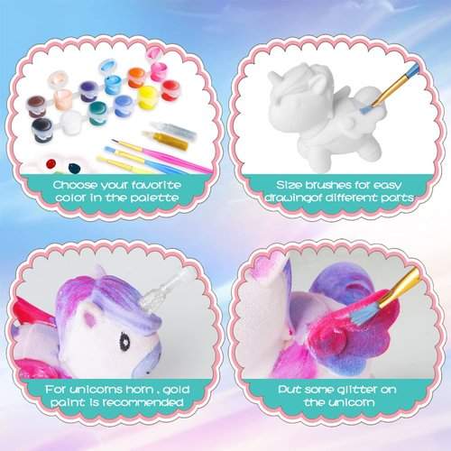 SpringFlower Unicorn Gift Toys for 3 4 5 6 7 8 Years Old Girls - Unicorn Arts and Crafts Painting kit Including 8 Cute Looking Unicorn Figures, DIY Creative Toy Gift for Kids