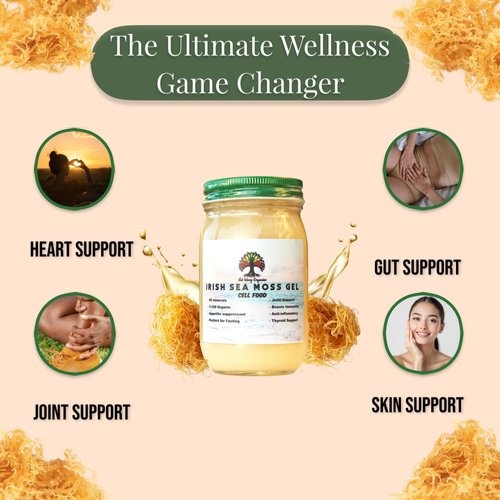 Wildcrafted Irish Sea Moss Gel | Made with Seamoss | Made in USA | Rich in Vitamins & Minerals | 100% Organic Gold Sea Moss Gel Raw (2 Pack)