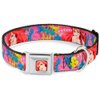 Buckle-Down Seatbelt Buckle Dog Collar - Ariel/Flounder/Fish Trio Poses Pinks - 1.5" Wide - Fits 13-18" Neck - Small