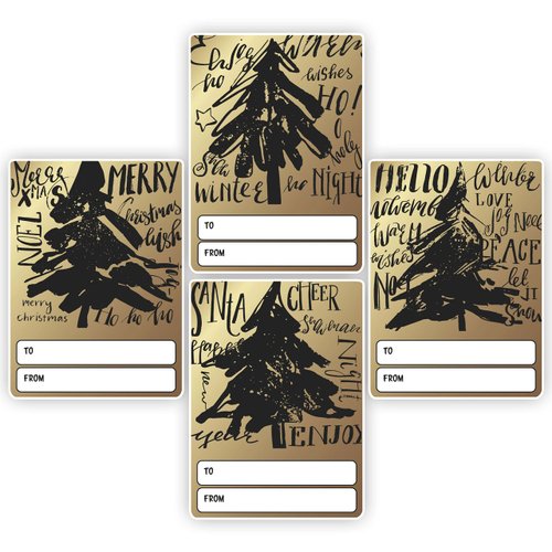 Easykart 200 Golden Christmas Name Tags Stickers in Sheets, 2 x3 Inch for Envelope Seals, Gifting, Decoration and Kids Activities (1 Pack)