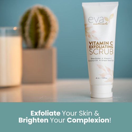 Eva Naturals Vitamin C Exfoliating Scrub - Cleanse and Clear Face - Face Scrub, Face Cleaner, Facial Scrub, Face Exfoliating Scrub, Facial Exfoliating Scrub, Facial Wash, Face Exfoliator