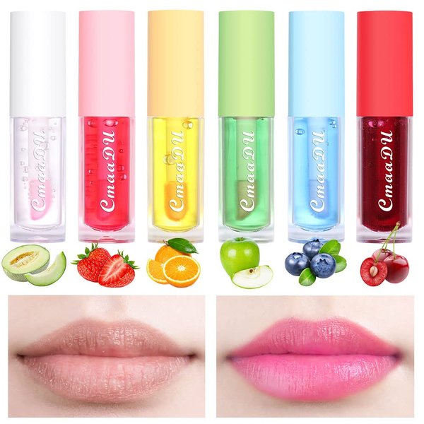 evpct 6Pcs Mini Clear Color Change Changing PH Tinted Lip Gloss Sets for Women Girls 10-12 Lip Oil Gloss Balm Tint Stain Glaze Pack Hydrating Moisturizer Lipstick Magic labiales magicos 0.071fl.oz *6
