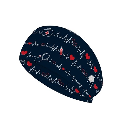 Babrukda Nursing Headbands with Buttons for Nurse Doctor Women Men Bandana Headwrap Elegant Style Face Covering Holder Ear Protection Wide Stretch Hair Wraps Elastic Sweatband Turban