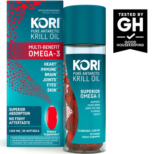 Kori Krill Antarctic Krill Oil Omega 3 Supplement, EPA & DHA, Krill Oil Supplements with Superior Absorption vs. Fish Oil, 1200 mg, 30 softgels (Pack of 3)
