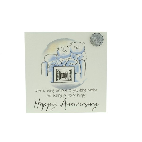 Pirantin Cute 17th Anniversary Card, Relaxed Bears – Free Metal 17th Anniversary Love Token Gift (gc-annitv17)