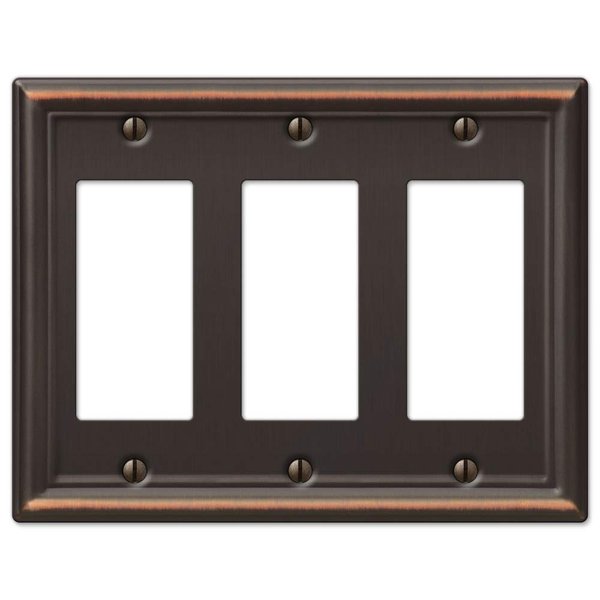 Amerelle 149RRRDB Chelsea Steel Triple Rocker-GFCI Wallplate, Aged Bronze