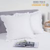 100% Washed Cotton Euro Shams with Ruffle, 2 Pack 26" x 26" Cotton Euro Sham Pillow Covers, No Insert, Ultra Soft Decorative Farmhouse Pillow Covers for Bed Sofa, White