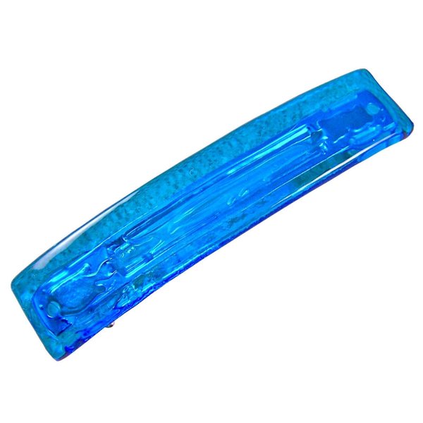Stained Glass Barrette - Small 2.5" 65mm - Turquoise Blue Aqua Aquamarine Teal Transparent Solid Color Slide Clip Hair Accessories