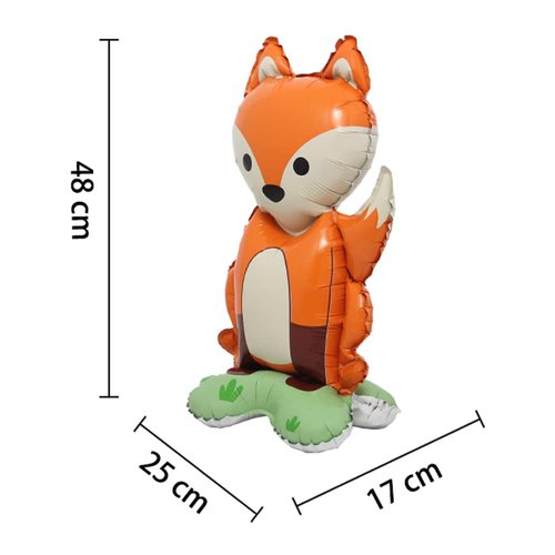 Selfstand 3D Animal Fox Koala Lion Elephant Panda Cow Rabbit dinosaur Triceratops Stegosaurus Baby shower Ball Foil Balloons Birthday Party Baby Shower Decorations Kids Toys (Base Fox)