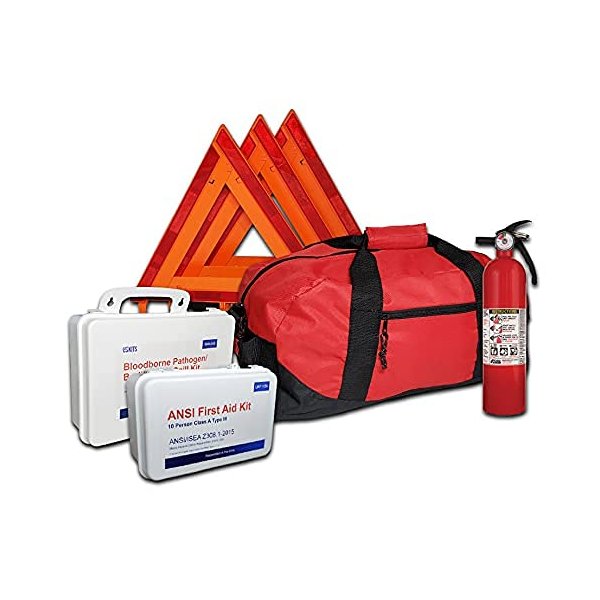 Safety and Trauma Supplies All-in-One NEMT Kit DOT OSHA Compliant with Kidde 2.4lb UL Rating: 1A10BC Fire Extinguisher, Model FA110G